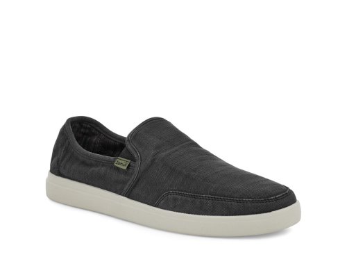 Férfi Sidewalk Surfers - Sanuk Vagabond Slip-On Sneaker Wash Vegan - Sanuk Fekete Cipő JVGWEO281